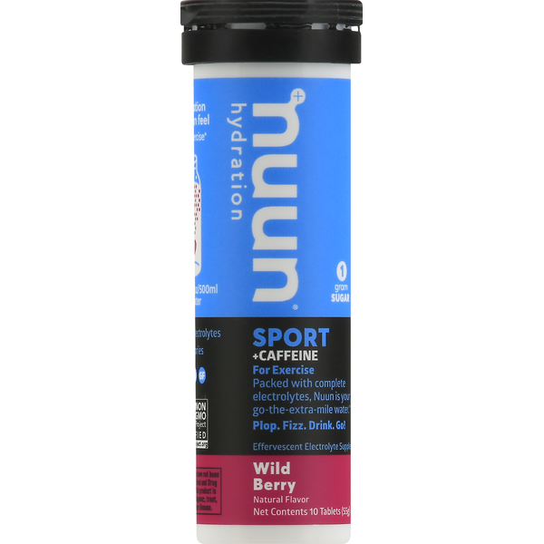 Cocoa & Drink Mixes Nuun Sport + Caffeine, Tablets, Wild Berry hero