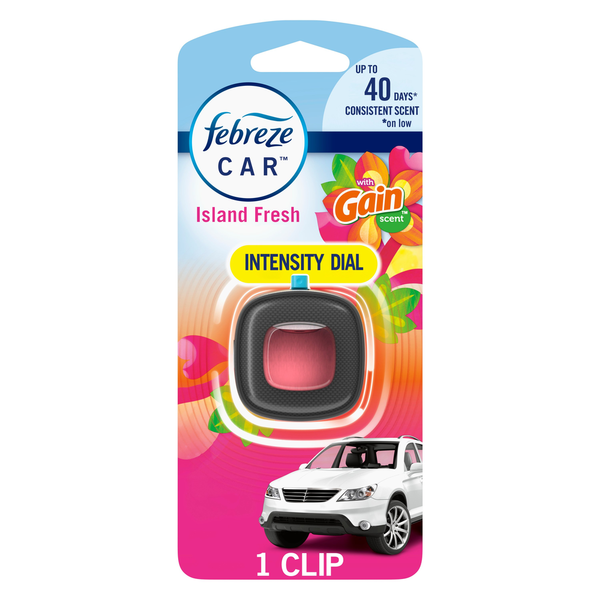 Febreze Car Odor-Eliminating Air Freshener Vent Clip with Gain Scent, Island Fresh hero