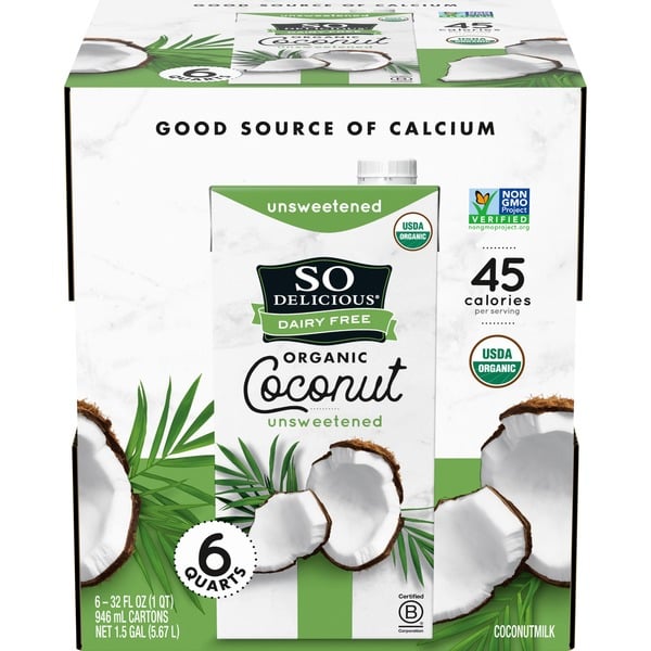 So Delicious Dairy Free UHT Unsweetened Coconut Milk, 1 Quart