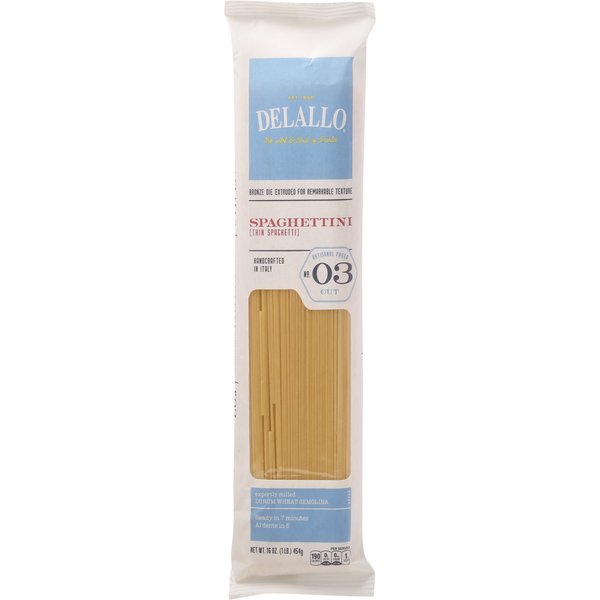 Dry Pasta DeLallo Spaghettini, No. 03 Cut hero