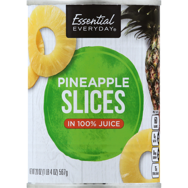 Canned Fruit & Applesauce Essential Everyday Pineapple, in 100% Juice, Slices hero