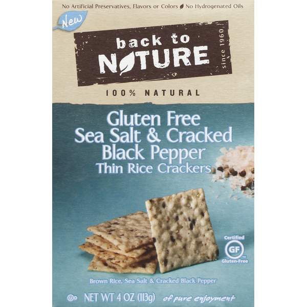 Crackers Back to Nature Crackers, Rice, Thin, Sea Salt & Cracked Black Pepper hero