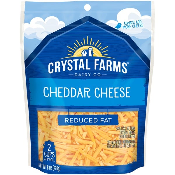 Packaged Cheese Crystal Farms Shredded Reduced Fat Cheddar Cheese hero