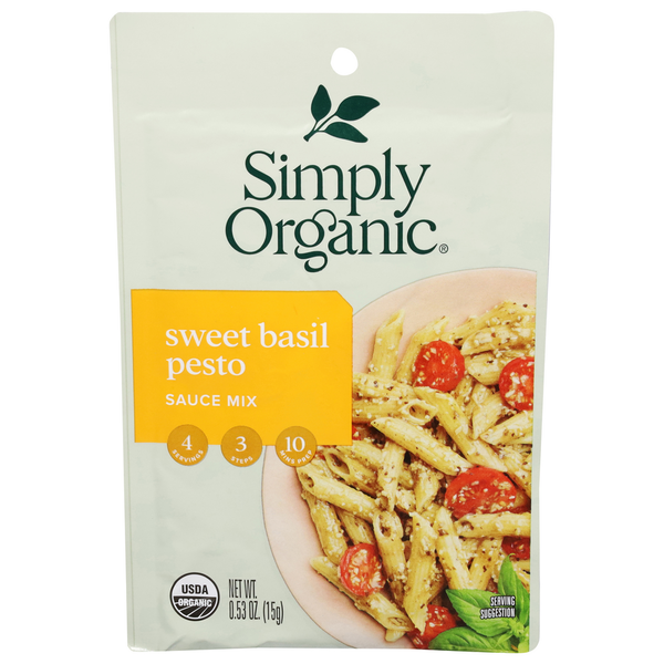 Pasta Sauce Simply Organic Sauce Mix, Sweet Basil Pesto hero