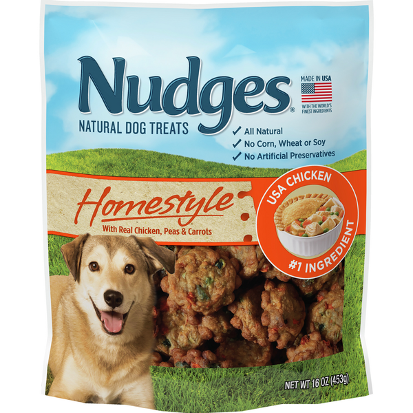 Dog Food & Care Nudges Natural Dog Treats Homestyle Made with Real Chicken, Peas, and Carrots hero