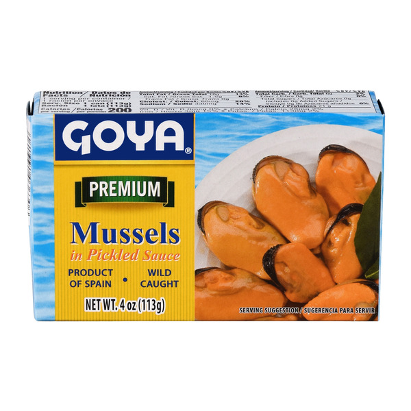 Canned Meat, Seafood & Beans Goya Premium Mussels, in Pickled Sauce hero