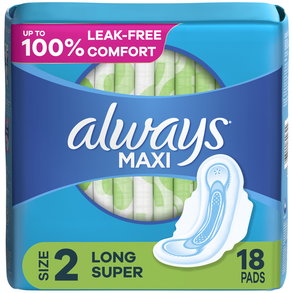 Feminine Care Always Maxi Pads with Wings, Size 2 hero