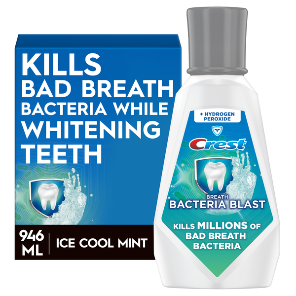 Oral Hygiene Crest Breath Bacteria Blast Mouthwash, Mint hero