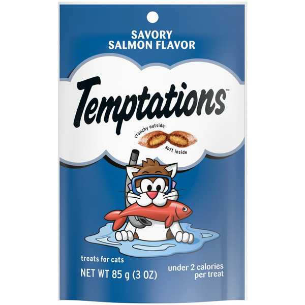 Cat Treats TEMPTATIONS Classic Crunchy and Soft Cat Treats Savory Salmon Flavor hero