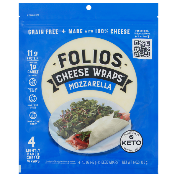 Packaged Cheese Folios Cheese Wraps, Lightly Baked, Mozzarella hero