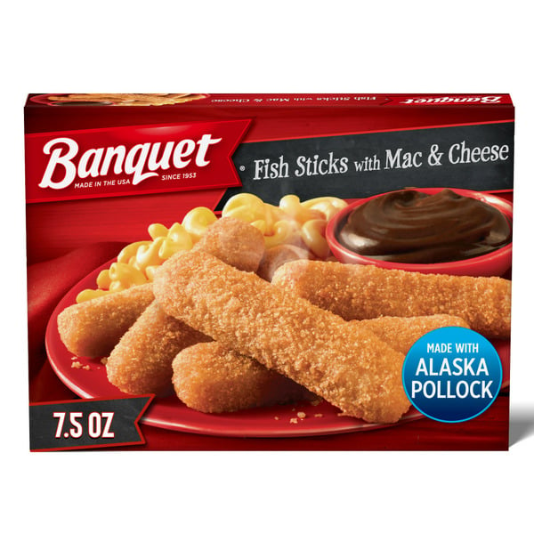 Frozen Seafood Banquet Fish Sticks with Mac and Cheese, Frozen Meal hero