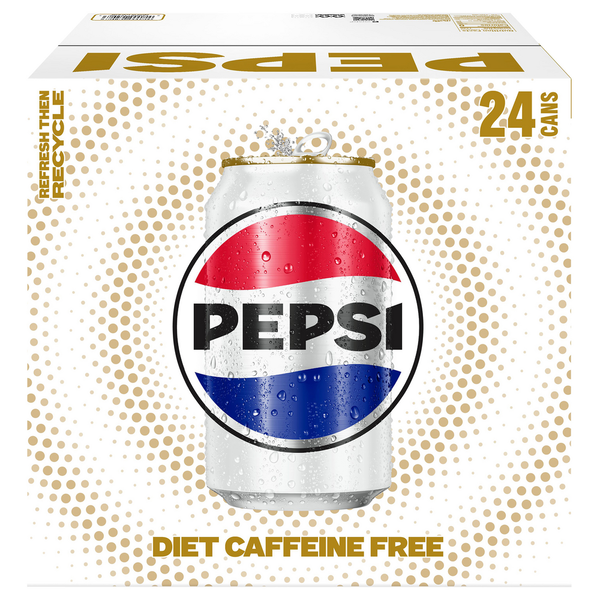 Soft Drinks Pepsi Cola, Diet, Caffeine Free, 24 Cans hero