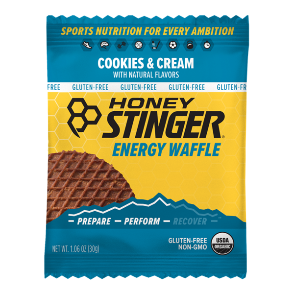 Cookies & Cakes Honey Stinger Organic and Gluten-Free Cookies & Cream Energy Waffle hero