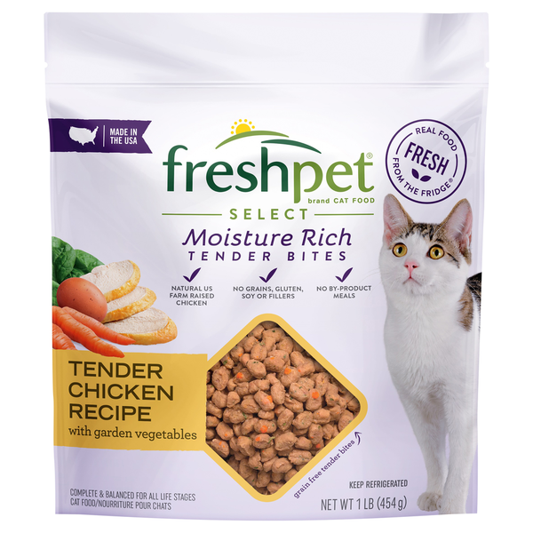 Dog Food & Care Freshpet Cat Food, Moisture Rich, Tender Bites, Tender Chicken Recipe hero