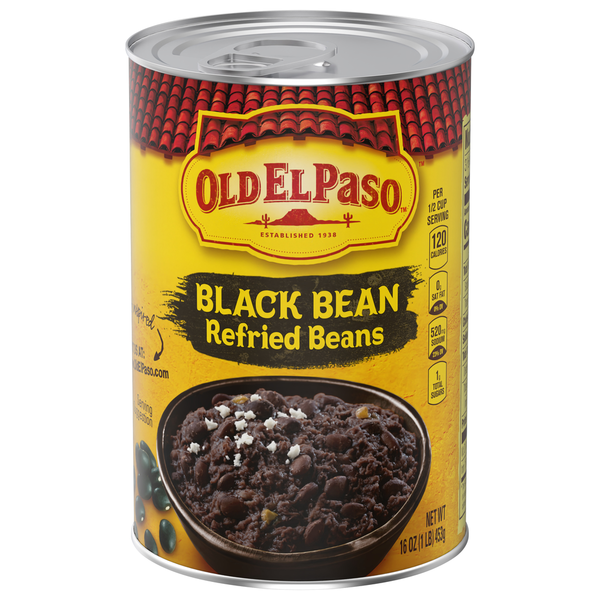 Latin Foods Old El Paso Refried Beans, Black Bean hero