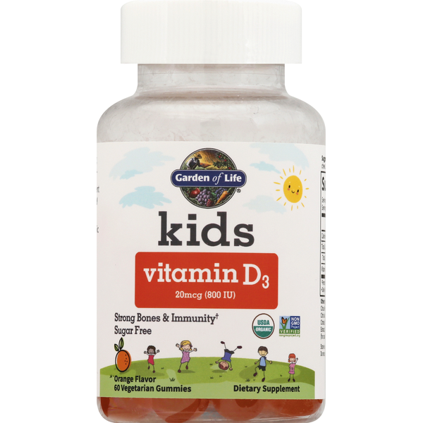 Vitamins & Supplements Garden of Life Vitamin D3, Orange Flavor, Vegetarian Gummies hero