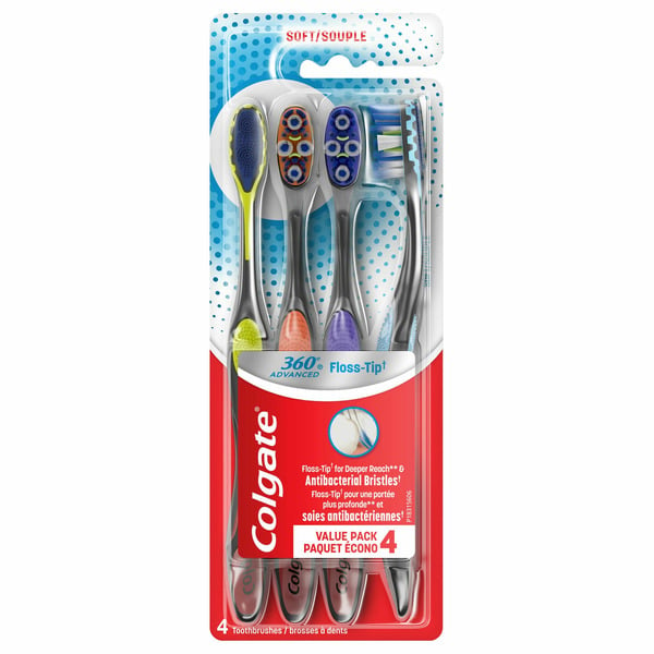 Oral Hygiene Colgate 360 Advanced Soft Toothbrushes Pack with Floss Tip Bristles hero