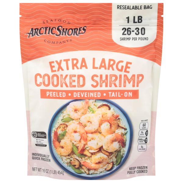 Packaged Seafood Artic Shores Shrimp, Cooked, Extra Large hero