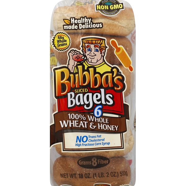 Bread Bubba’s Bagels, Sliced, 100% Whole Wheat & Honey hero