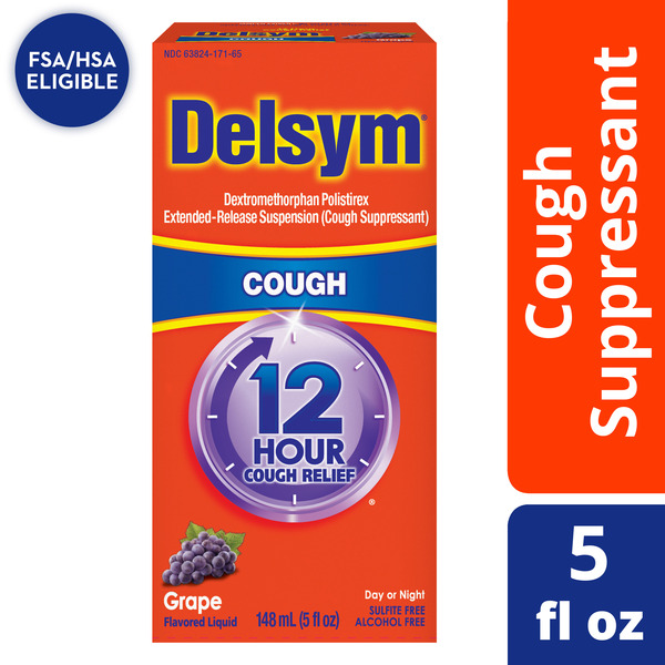 Cold, Flu & Allergy Delsym® Adult Cough Suppressant Liquid, Grape Flavor hero