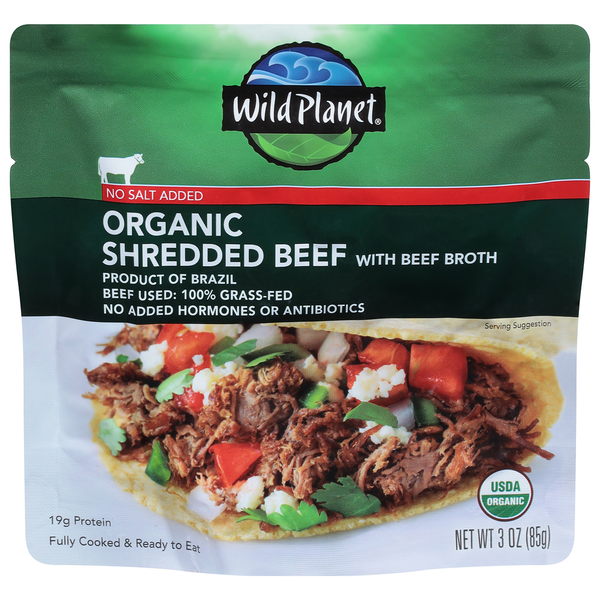 Packaged Meat Wild Planet Beef, Organic, Shredded hero