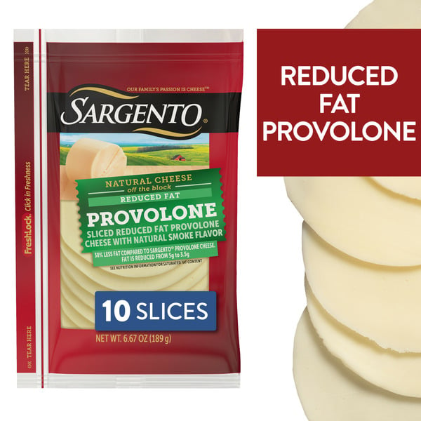 Packaged Cheese Sargento Sliced Reduced Fat Provolone Natural Cheese with Natural Smoke Flavor hero