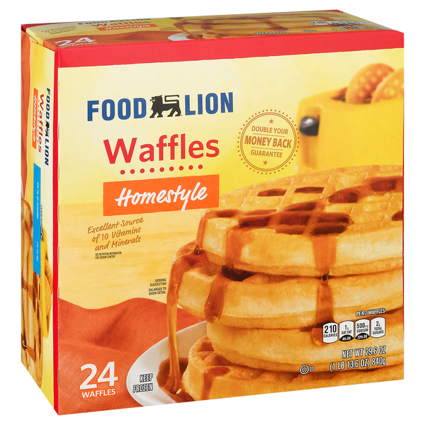 Frozen Breakfast Food Lion Waffles, Homestyle hero