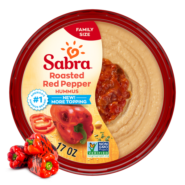 Fresh Dips & Tapenades Sabra Family Size Roasted Red Pepper Hummus hero