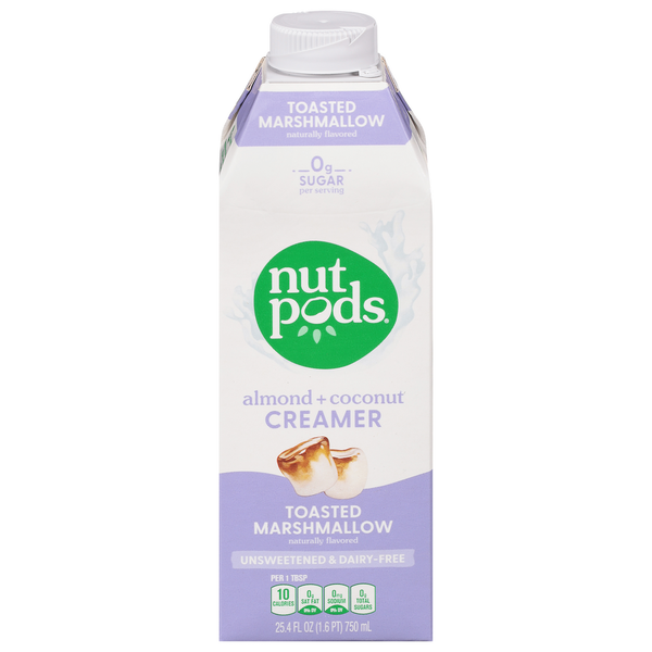 Refrigerated nutpods Creamer, Unsweetened & Dairy Free, Toasted Marshmallow, Almond + Coconut hero