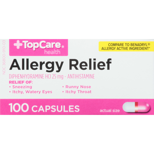 Cold, Flu & Allergy TopCare Allergy Relief, 25 mg, Capsules hero