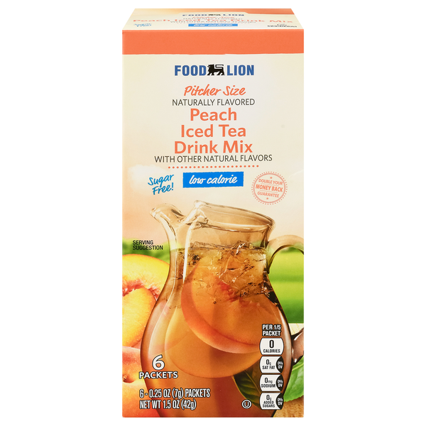 Cocoa & Drink Mixes Food Lion Drink Mix Peach Tea Sugar Free Pitcher Size hero