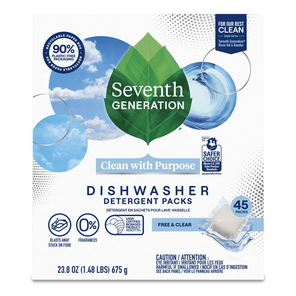 Cleaning Products Seventh Generation Dishwasher Detergent Packs Free & Clear hero