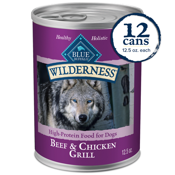 Wet Dog Food Blue Buffalo Wilderness High Protein, Natural Adult Wet Dog Food, Beef & Chicken Grill hero