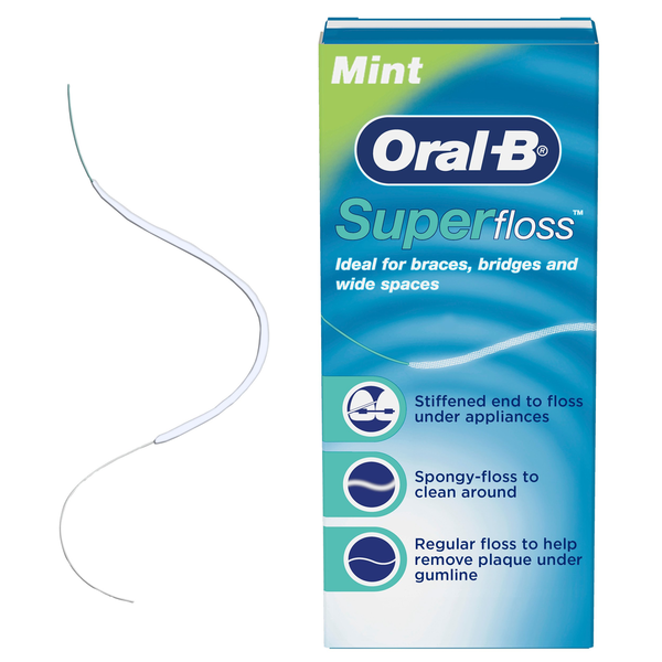 Oral Hygiene Oral-B Super Floss Pre-Cut Strands, Dental Floss for Bridges, Braces and Wide Spaces hero