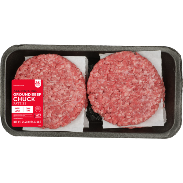 Packaged Meat Ibp Ground Chuck 80% 3/1 Patty hero