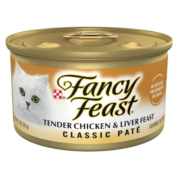 Cat Food Purina Fancy Feast Tender Chicken and Liver Feast Classic Grain Free Wet Cat Food Pate hero