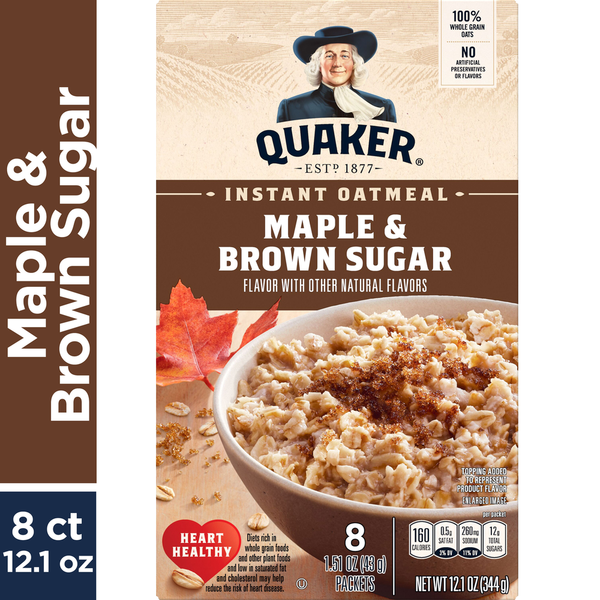 Hot Cereal & Pancake Mixes Quaker Instant Oatmeal, Maple & Brown Sugar - Pack hero