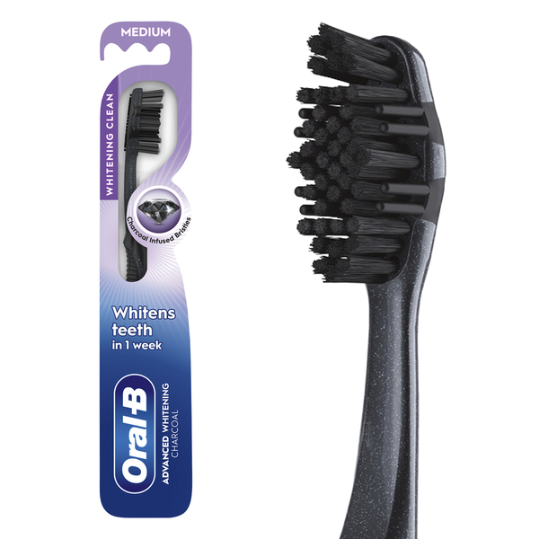 Oral Hygiene Oral-B Advanced Whitening Charcoal Toothbrush, Medium, 1 Count hero