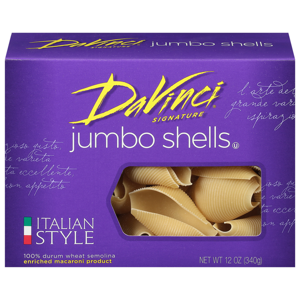 Dry Pasta DaVinci Shells, Italian Style, Jumbo hero