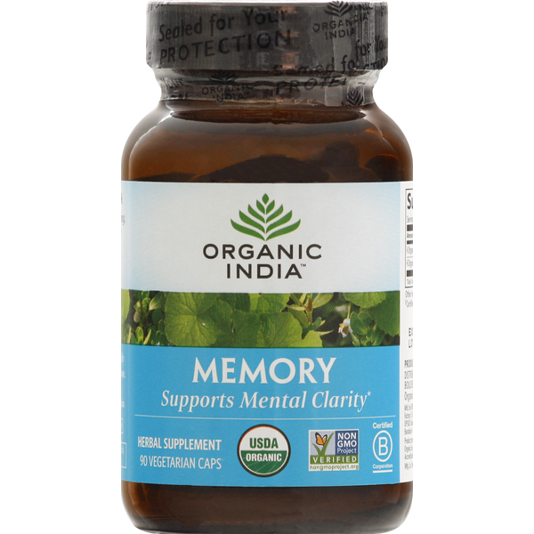 Vitamins & Supplements ORGANIC INDIA Herbal Supplement, Memory, Vegetarian Caps hero