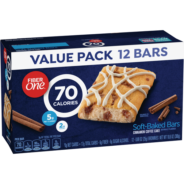 Energy & Granola Bars Fiber One 70 Calorie Cinnamon Coffee Cake Soft-Baked Bars hero