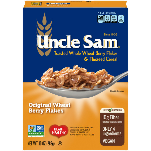 Cereal Uncle Sam Original Wheat Berry Flakes Cereal, High Fiber, Whole Grain hero