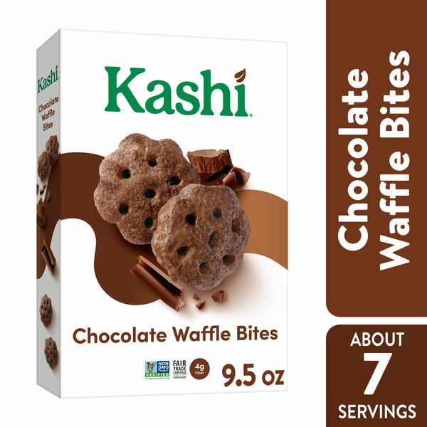 Cereal Kashi Cold Breakfast Cereal, Made with Whole Grains, Vegan, Chocolate Waffle Bites hero