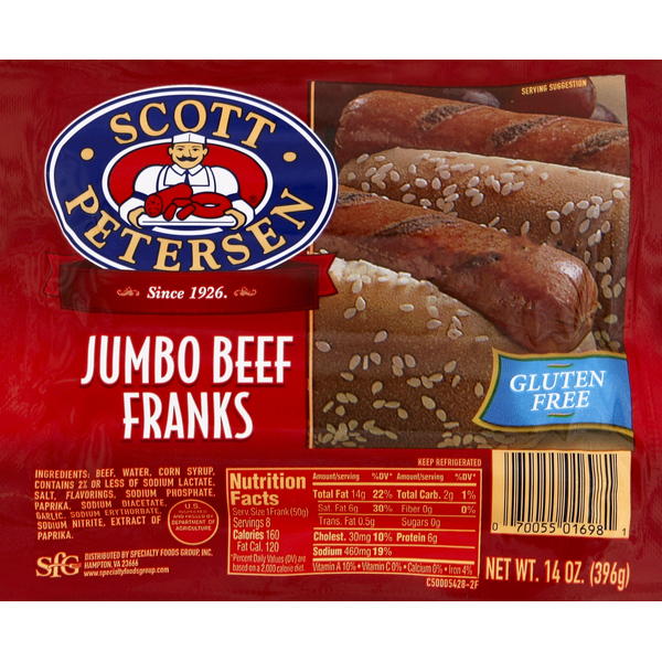 Hot Dogs, Bacon & Sausage Scott Petersen Franks, Jumbo Beef hero