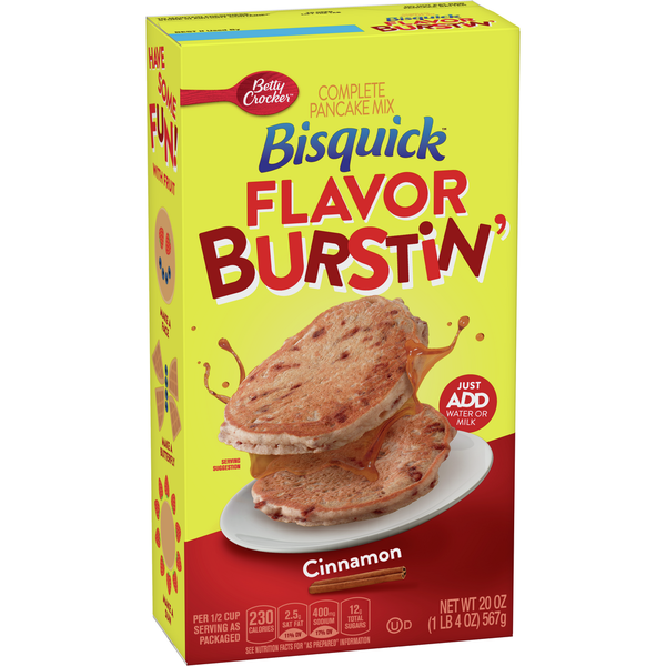 Doughs, Gelatins & Bake Mixes Bisquick Flavor Burstin' Cinnamon Pancake Mix hero