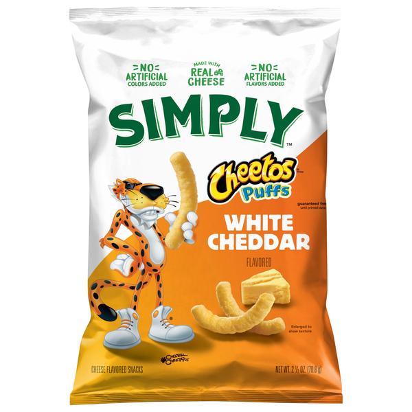 Chips & Pretzels Cheetos Simply Puffs White Cheddar Cheese Flavored Snacks hero