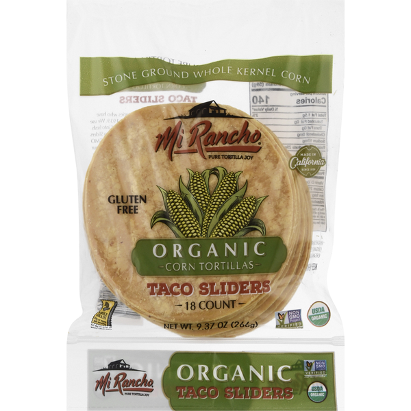 Latino Foods Mi Rancho Corn Tortillas, Organic, Taco Sliders hero