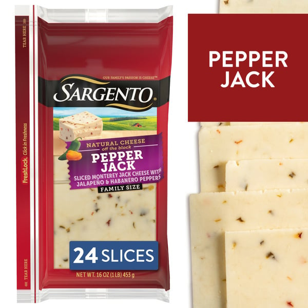 Packaged Cheese Sargento Sliced Pepper Jack Natural Cheese hero