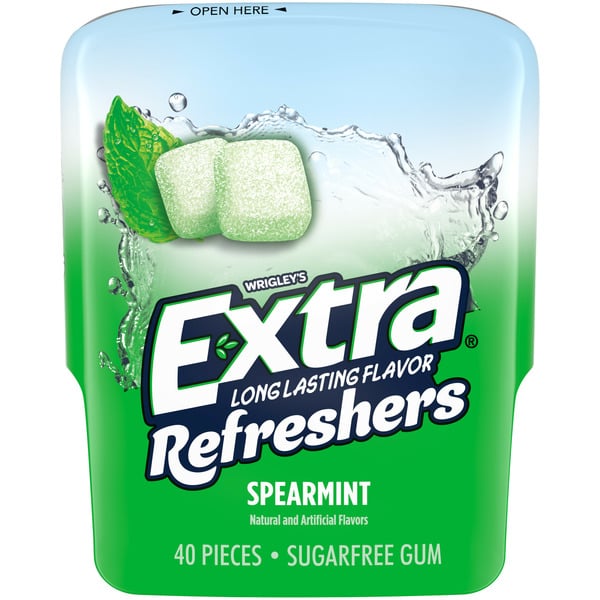 Candy & Chocolate Extra Gum Refreshers Spearmint Sugar Free Chewing Gum Pieces Bottle hero