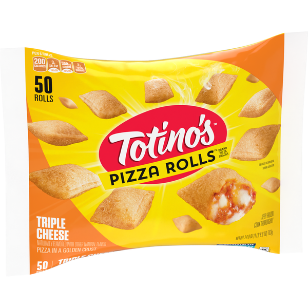 Frozen Appetizers & Sides Totino's Pizza Rolls Triple Cheese Flavored Frozen Snacks hero